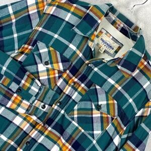 California Cowboy Flannel Shirt Men M Green Plaid Waffle Knit Lined Outdoor Surf